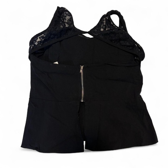 VTG y2k Black Lace Strap Corset Tank Peplum Top XL Alt Goth Sweetheart - Picture 4 of 5